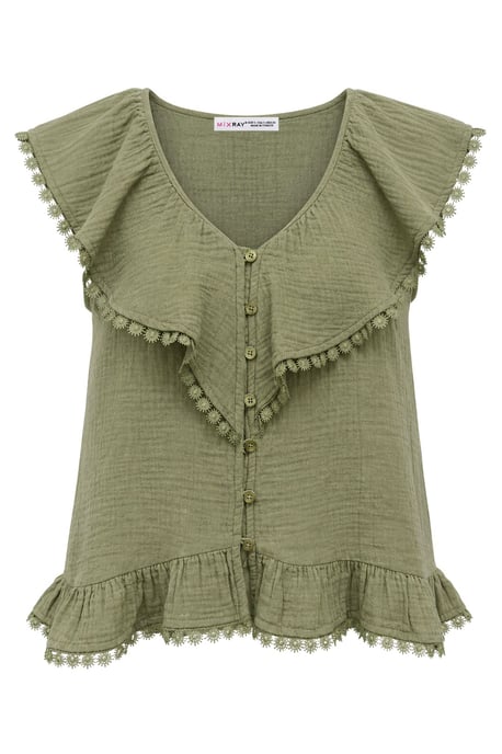 Katoenen V-hals Mouwloze Blouse - Image 1