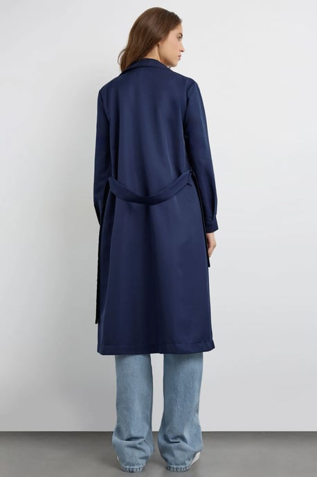 Double-Breasted Belted Long Trench Coat - Image 5