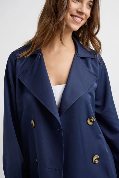 Double-Breasted Belted Long Trench Coat - Image 6