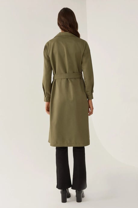 Double-Breasted Belted Long Trench Coat - Image 6