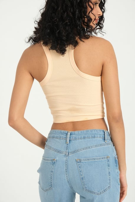 Halter Neck Ribbad Bas Crop Top - Image 4