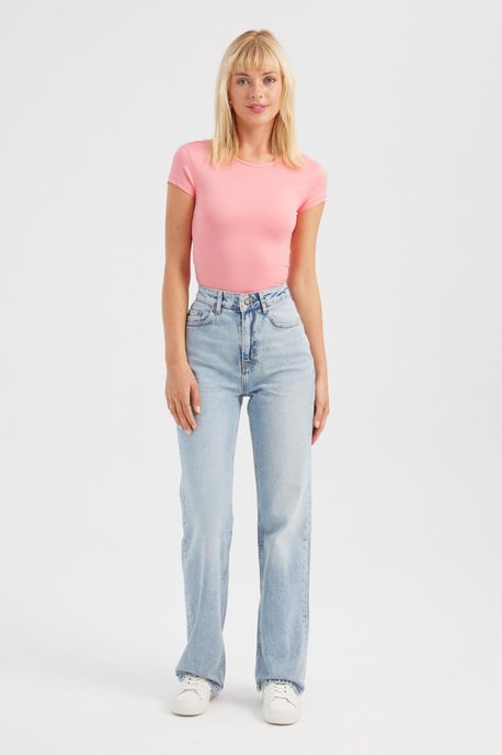 Ronde Hals Kruis Rug Korte Mouw Crop Top - Image 2