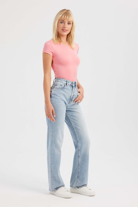 Ronde Hals Kruis Rug Korte Mouw Crop Top - Image 3