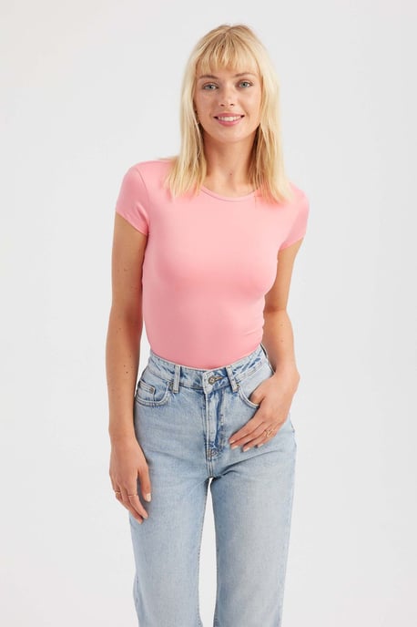 Ronde Hals Kruis Rug Korte Mouw Crop Top - Image 4