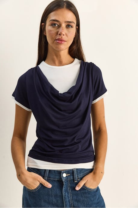 Dames T-shirt met Col en Korte Mouwen - Image 2