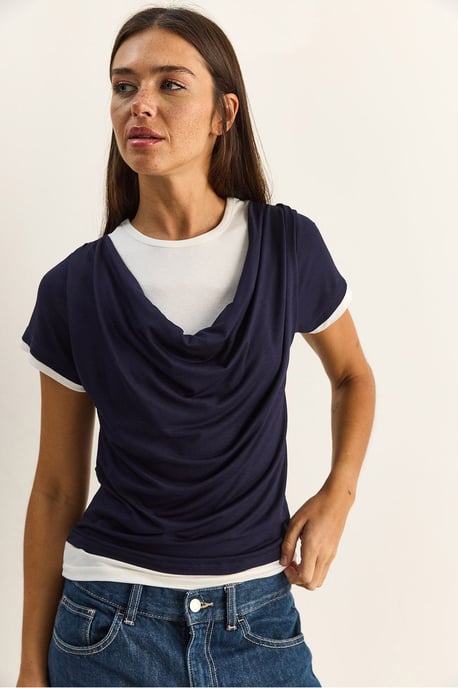 Dames T-shirt met Col en Korte Mouwen - Image 3