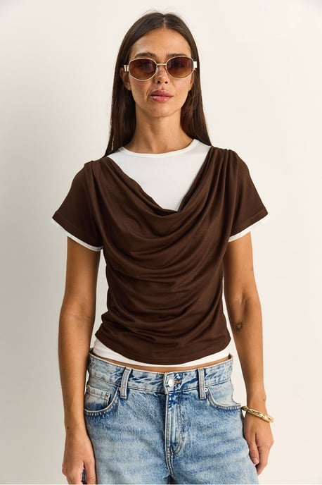 Dames Kraagloze Korte Mouw T-shirt - Image 2