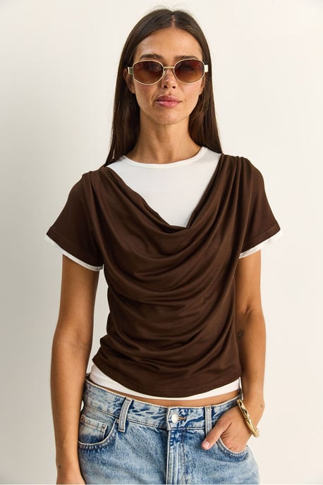 Dames Kraagloze Korte Mouw T-shirt - Image 3