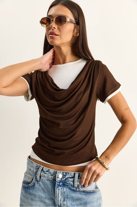 Dames Kraagloze Korte Mouw T-shirt - Image 5