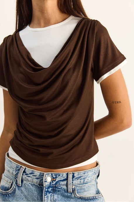 Dames Kraagloze Korte Mouw T-shirt - Image 6