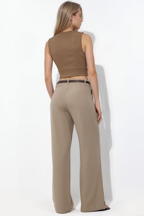 Belted Linen-Look Straight Leg Trousers - Image 3
