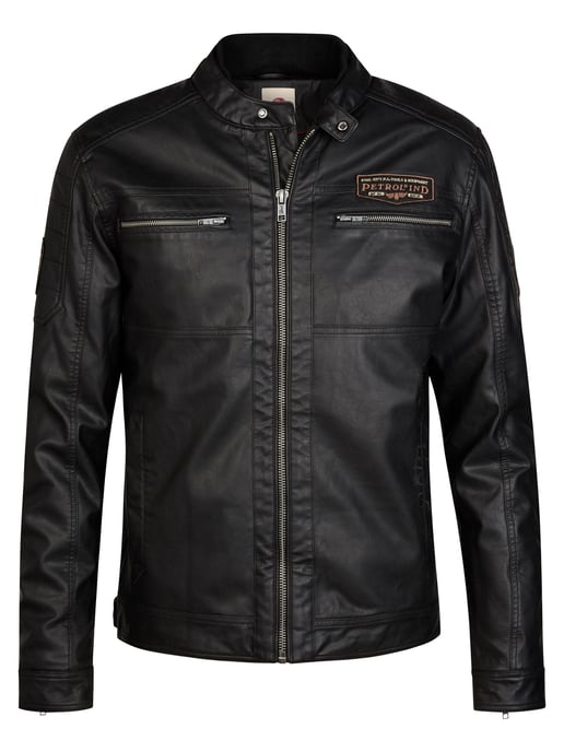 Petrol Industries - Heren Doorgestikt PU racer jack steeljunction - Zwart - Image 1