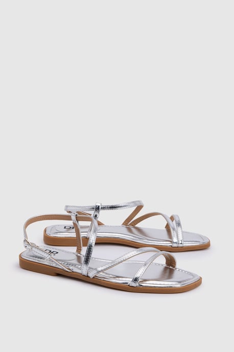 Silvie Strappy Flat Faux Leather Sandals - Image 1
