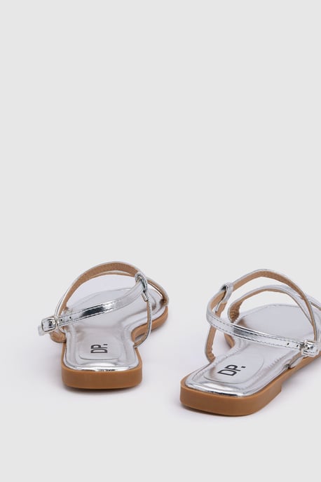 Silvie Strappy Flat Faux Leather Sandals - Image 2