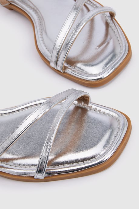 Silvie Strappy Flat Faux Leather Sandals - Image 3