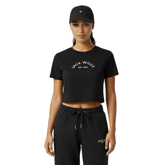 Jack Wills Womens/Ladies 1 Cotton Crop T-Shirt (Black) - Image 2