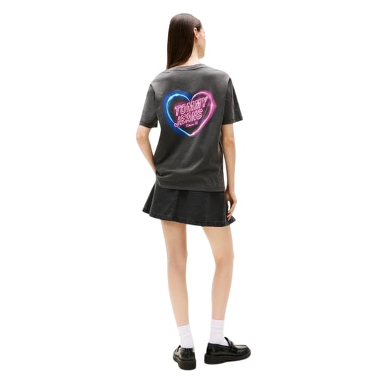 Tommy Jeans Dames Neon Hart Regular T-Shirt (Zwart) - Image 2
