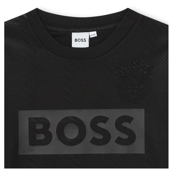 Boss Kinderen/Kinderen Globe Crew Hals Regular T-shirt (Zwart) - Image 3