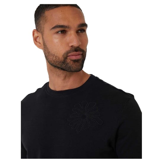 Threadbare Mens Embroidered Flower Regular T-Shirt (Black) - Image 3