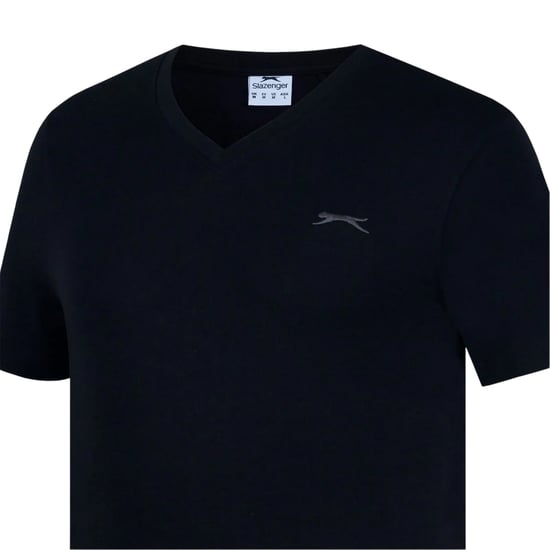 Slazenger Heren Geborduurd Logo Katoenen T-Shirt (Zwart) - Image 3
