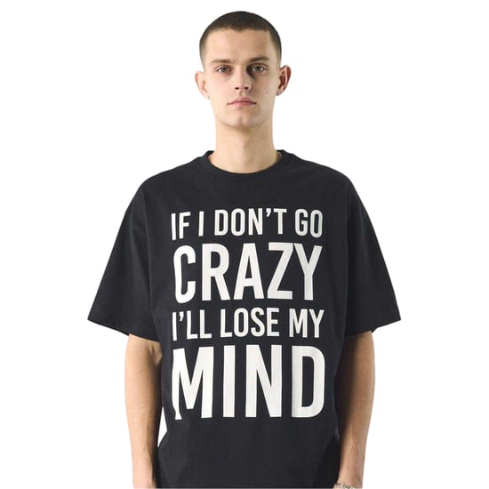 Pretty Green Mens If I Don´t Go Crazy Lettering Regular T-Shirt (Black) - Image 4
