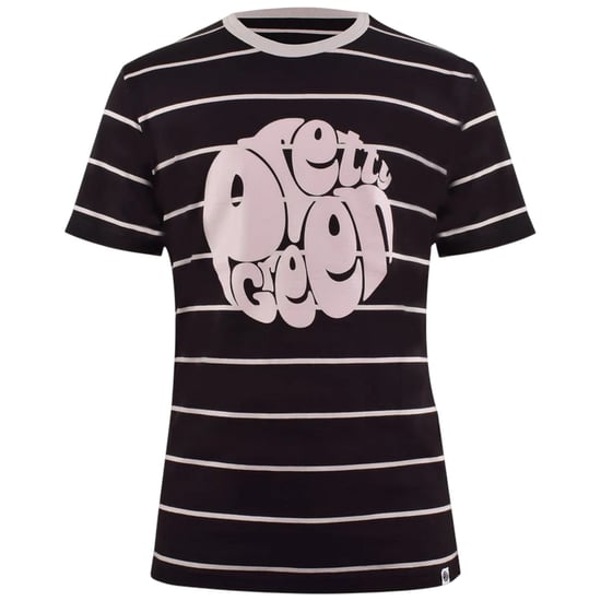 Pretty Green Mens Striped Logo T-Shirt (Black) - Image 1