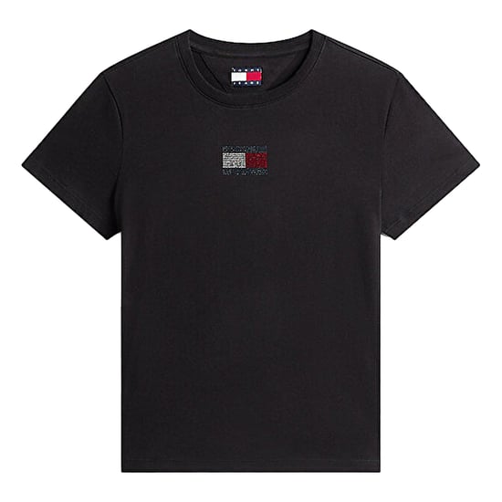 Tommy Jeans Dames-T-shirt met strass-logo, normale pasvorm (Zwart) - Image 2