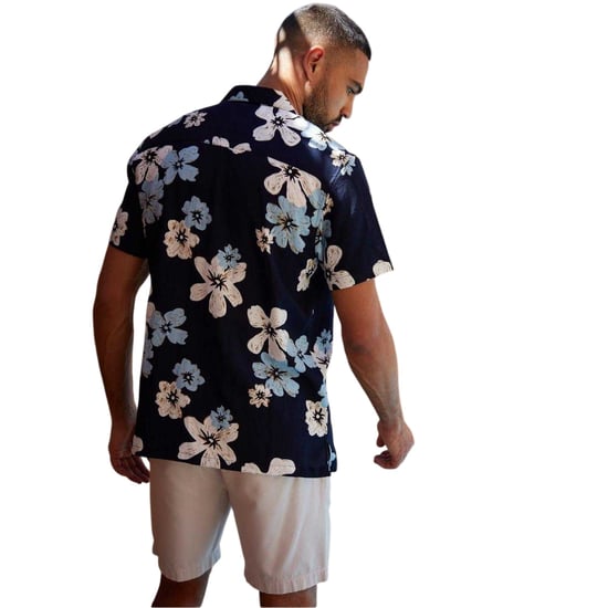 Threadbare Herenoverhemd met bloemenprint over het hele oppervlak en korte mouwen (Zwart) - Image 2