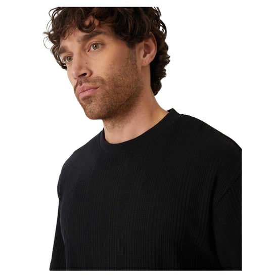 Threadbare Effen geribbeld T-shirt voor heren met normale pasvorm (Zwart) - Image 3