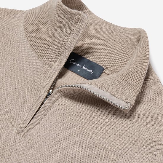 Oliver Sweeney Merino Wool Quarter Zip Jumper - Image 2