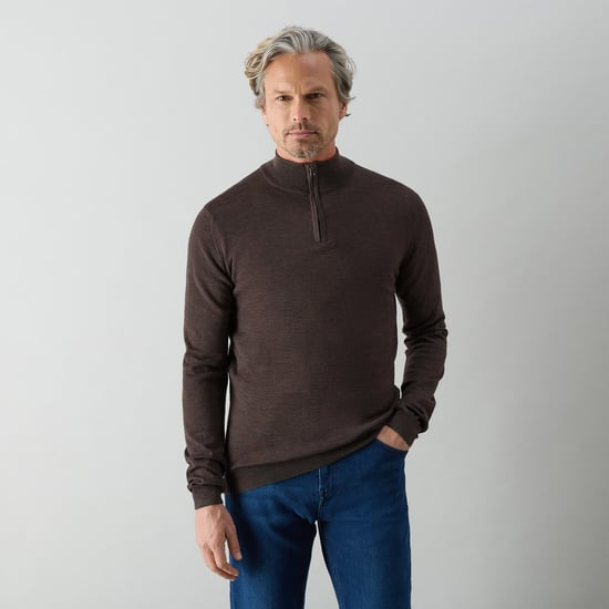 Oliver Sweeney Merino Wool Quarter Zip Jumper - Image 2