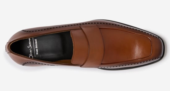 Oliver Sweeney Antiqued Calf Leather Penny Loafers - Image 5
