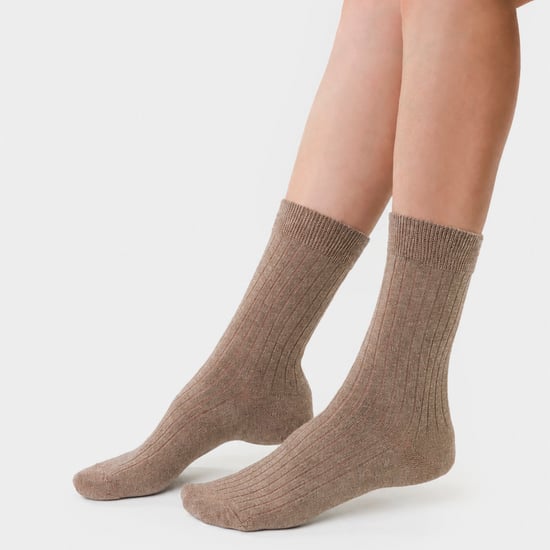 2 Pairs Ladies Organic Cotton Camel Wool Socks - Warm Comfort for Everyday Wear - Image 4