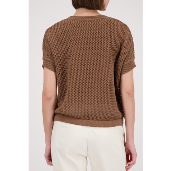 Monari  ajour knitted jumper with rhinestones 410875 523 mocca - Image 4
