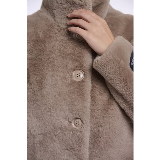 Rino & Pelle Vie.7002611 rino en pelle single breasted faux fur jacket mocha latte - Image 2