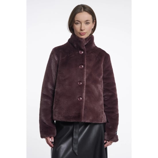 Rino & Pelle Vie.7002611 rino en pelle single breasted faux fur jacket chocolate bean - Image 1