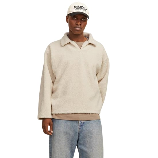 Jack And Jones Heren-sweatshirt met lange mouwen van teddyfleece (Havermout) - Image 4
