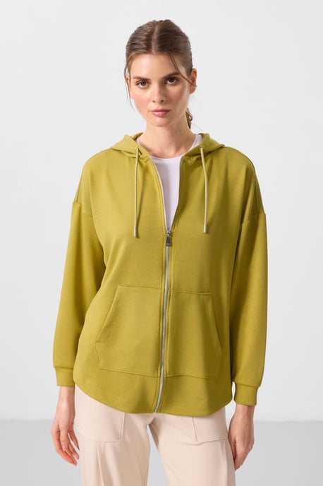 Oversized Hooded Lange Mouw Zip Tuniek Top - Image 2