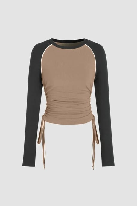 Färgglad Blockad Crew Neck Topp - Image 1