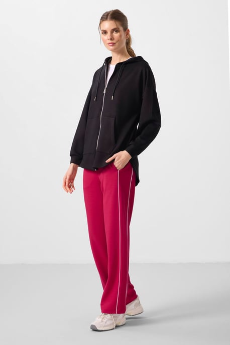 Oversized Hooded Lange Mouwen Zip Tuniek Top - Image 2