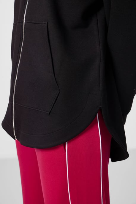 Oversized Hooded Lange Mouwen Zip Tuniek Top - Image 3