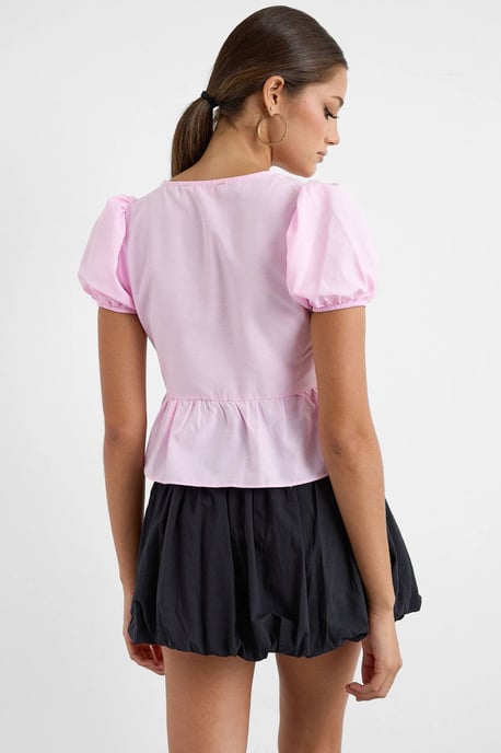 Short Sleeve Tie-Front V-Neck Blouse - Image 4