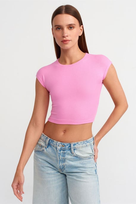 Slim Fit Crop Jersey Blouse - Image 1