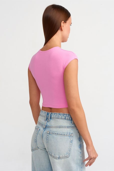 Slim Fit Crop Jersey Blouse - Image 2