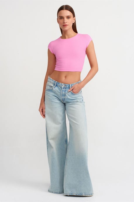 Slim Fit Crop Jersey Blouse - Image 3