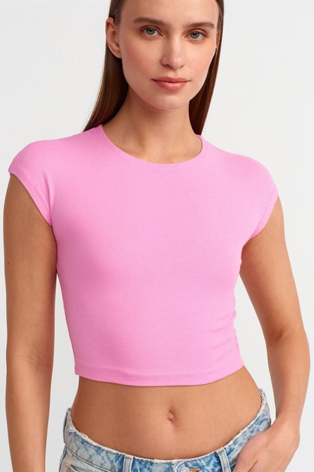 Slim Fit Crop Jersey Blouse - Image 4