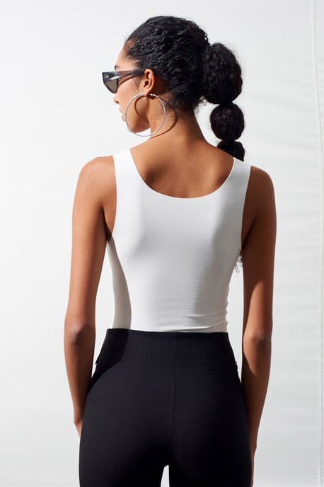 Aansluitend Mouwloze Katoenmix Cami Blouse - Image 3
