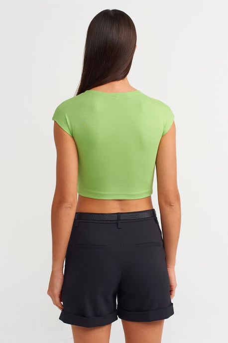 Slim Fit Crop Jersey Blouse - Image 2