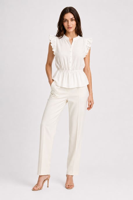 Texturerad Jacquard Peplum Blus - Image 3