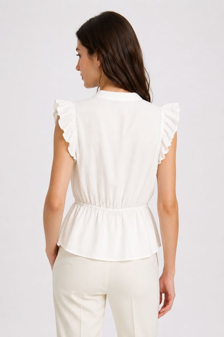 Texturerad Jacquard Peplum Blus - Image 4